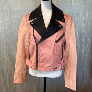 Alice + Olivia Pink and Black Leather Jacket
